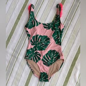 Pink Tropical Leaf One-Piece Swimsuit
